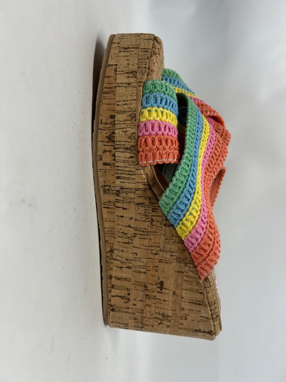 Wedge Slide Sandals in Multicolor Stripe yellow box size 8.5 new without tags - Picture 4 of 8